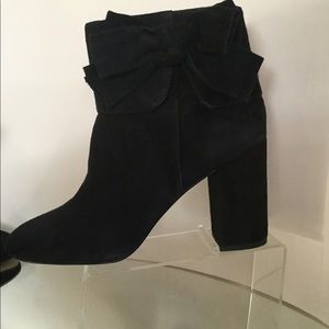 Kate Spade Black Suede Side Bow Detail Boots